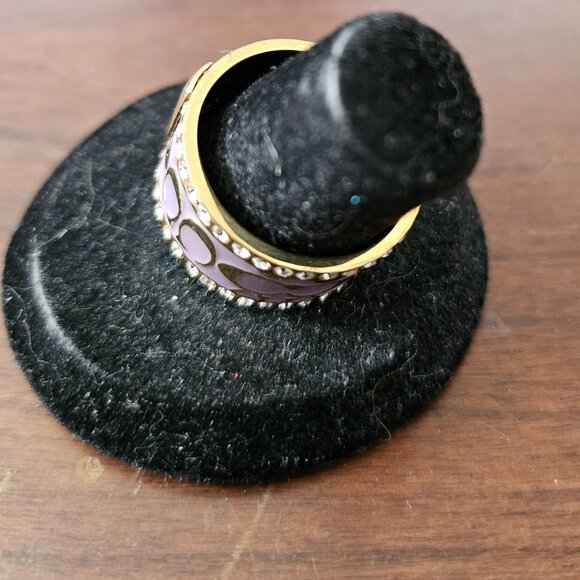 Coach Lavender Holiday Pave Crystal Band Signature Ring Size 8 - Picture 4 of 5